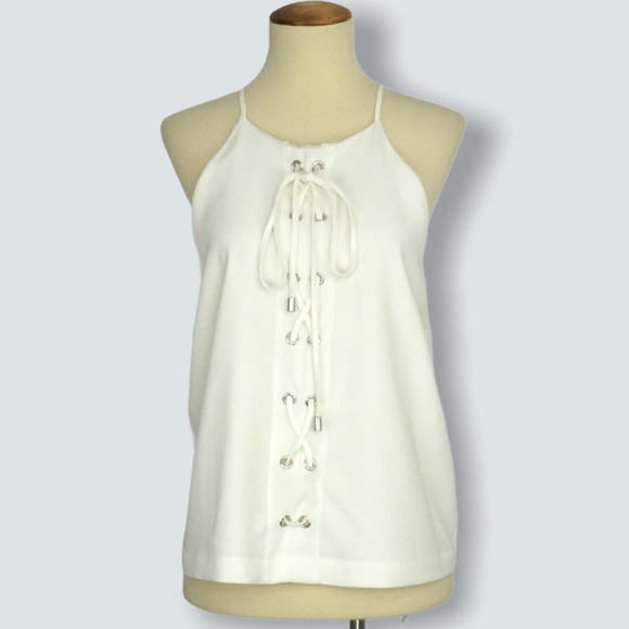 PARKER Estella Estella Grommeted Lace Up Top White - Picture 2 of 10